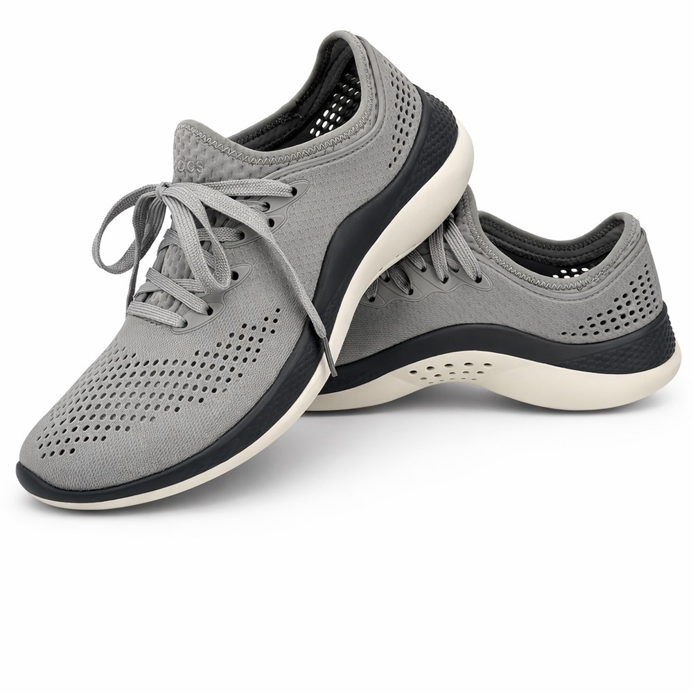 Crocs LiteRide Pacer Sneakers Gray Black Lace Up Walking Shoes Men’s 8 Comfort